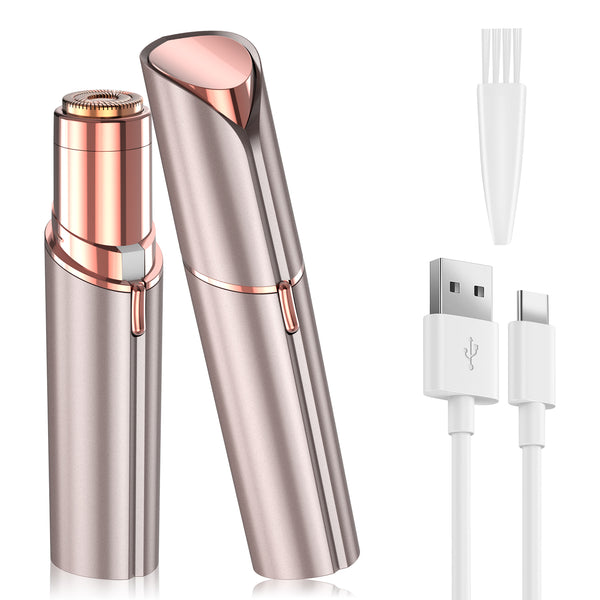 Facial Hair Remover for Women, Face Hair Trimmer, Rechargeable Women's Facial Shaver, Painless Lady Shavers for Women for Face Hair, Upper Lips, Peach Fuzz, Bikini Body-Rose Gold
