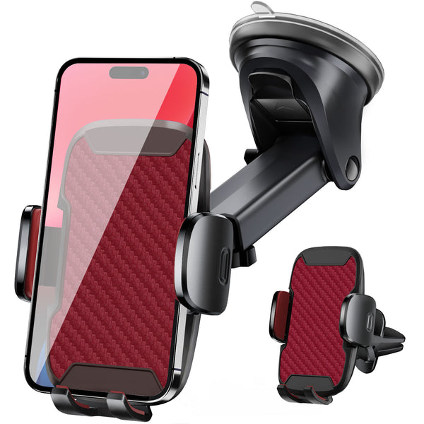Car Phone Holder, 360° Rotatable Mobile Mount with Air Vent Clip for 4.0"-7.0" Phones, Red