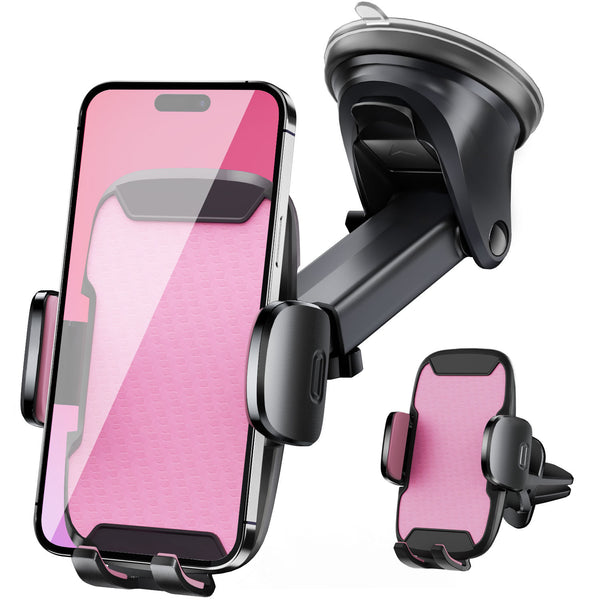 Car Phone Holder, 360° Rotatable Mobile Mount with Air Vent Clip for 4.0"-7.0" Phones, Pink