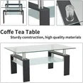 Modern Storage Rectangle Glass Coffee Table with Installation Instructions, Black