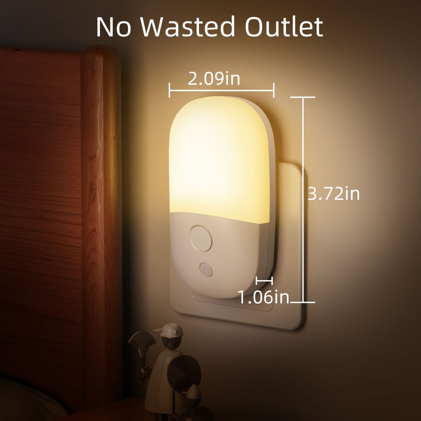 YOOVEE Plug-in Dimmable Night Light with Sensor, Warm White LED,1-Pack for Bedroom, Bathroom, Hallway - Kids & Adults