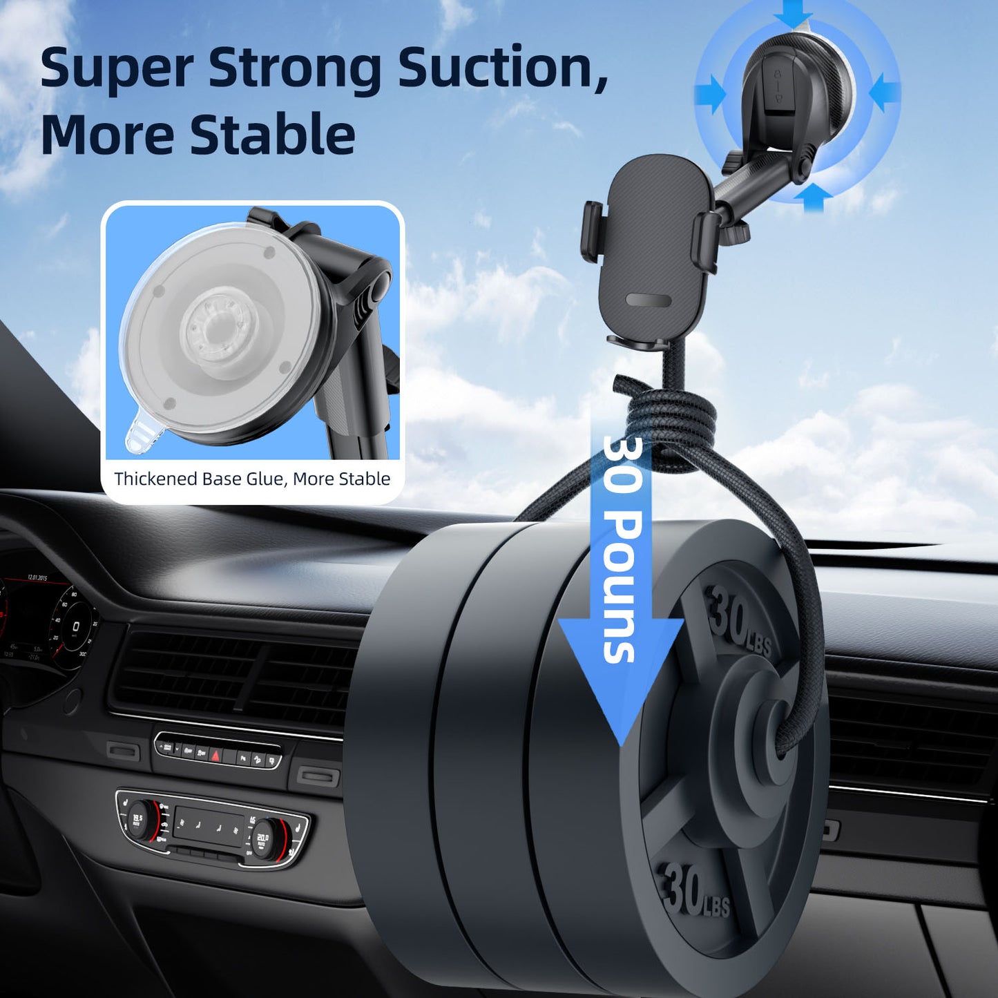 OOVEE Dashboard & Windshield Car Phone Holder - 360° Rotatable Mount, 3-in-1 Vent/Dash/Windshield Clip for 4-7" Phones, iPhone, Samsung, Google Pixel, Moto