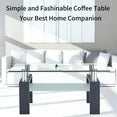 Modern Storage Rectangle Glass Coffee Table with Installation Instructions, Black