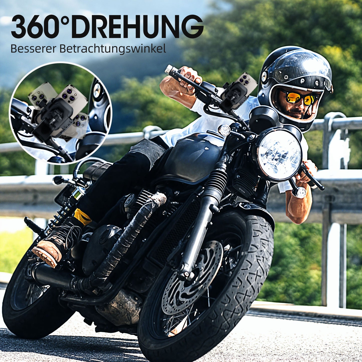 YOOVEE Bike Phone Holder, Motorcycle Phone Mount, 360° Rotatable Scooter Bicycle Handlebar Phone Mount , One-hand Operation for Effortless Cycling.