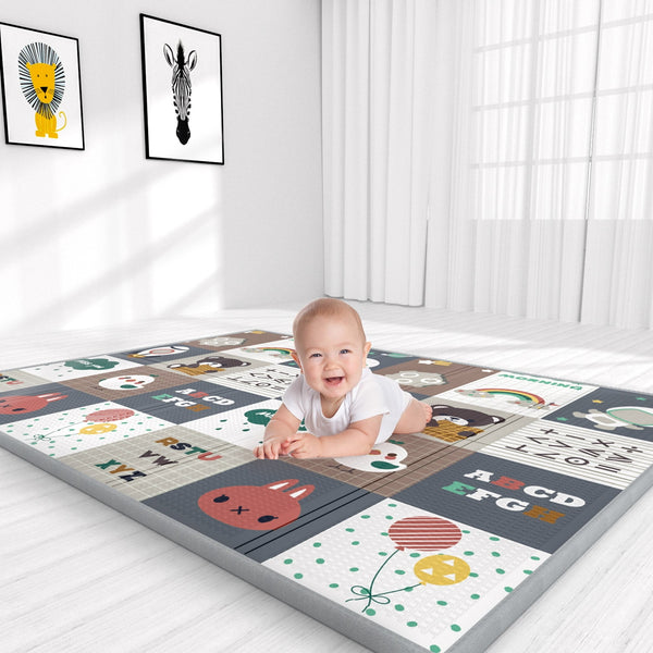 ADHINO Certified Non-Toxic & Skin-Friendly - 79"x71" Foldable Foam Baby Play Mat for Floor, Waterproof Crawling Playmat, Anti-Slip Infant to Toddler Play Mats, Safe Kids Mat for Play & Learning