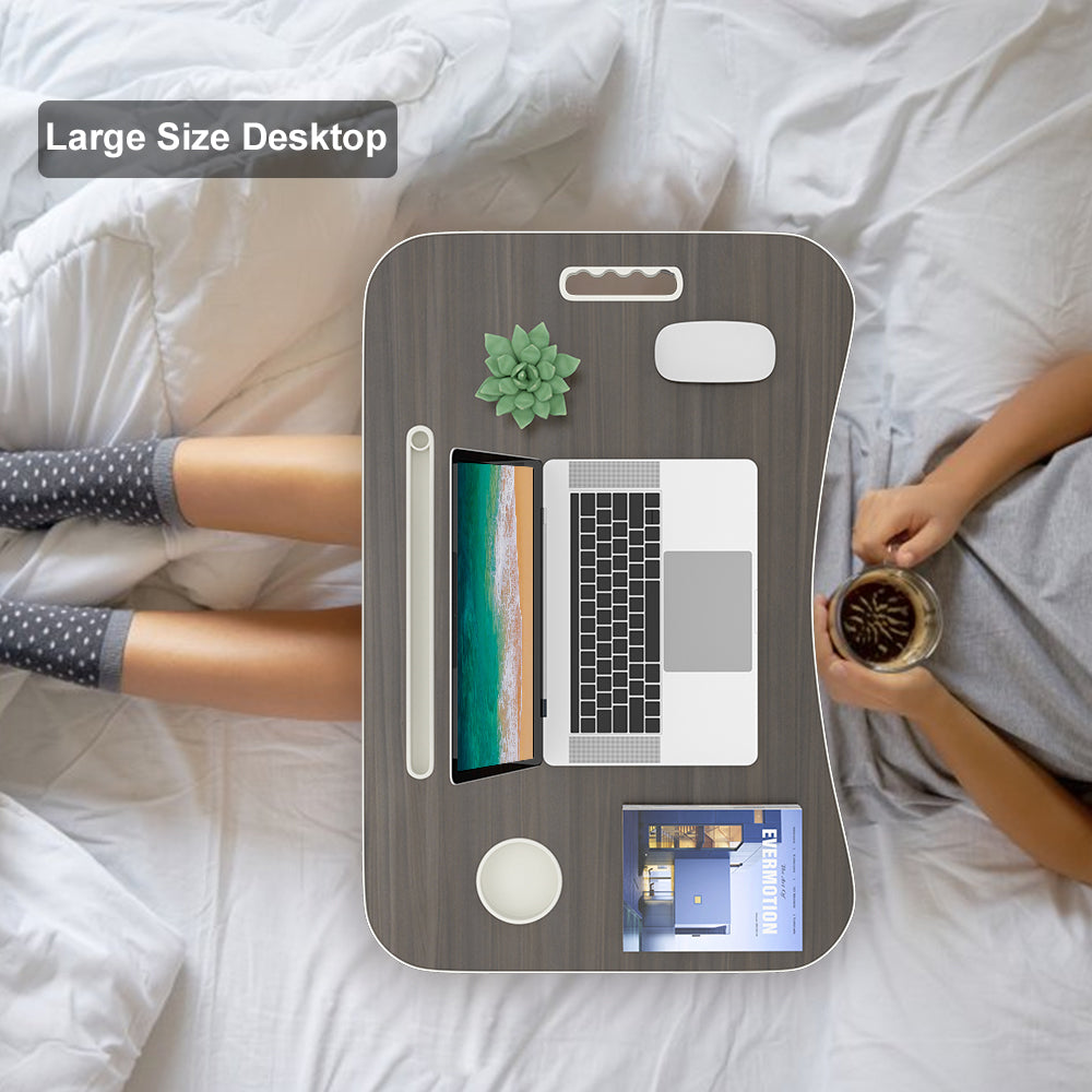 Folding Lap Desk, 23.6 Inch Portable Wood Black Laptop Bed Desk Lap Desk with Cup Holder, for Working Reading Writing, Eating, Watching Movies for Bed Sofa Couch Floor