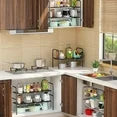 adhino Expandable Under Sink Rack, 2 Tier Sink Cabinet Organizer, Adjustable Under Cabinet, Sink Cabinet, Kitchen Shelves, Cabinet Inserts, Kitchen, Kitchen Cabinet Organizer, 8 Panels, Black