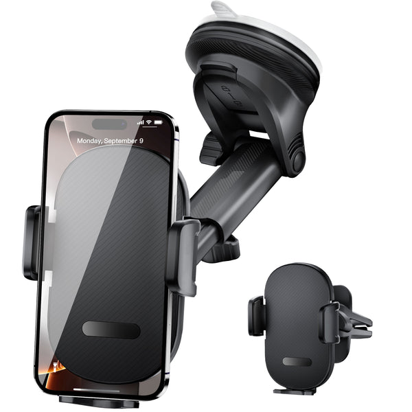 OOVEE Dashboard & Windshield Car Phone Holder - 360° Rotatable Mount, 3-in-1 Vent/Dash/Windshield Clip for 4-7" Phones, iPhone, Samsung, Google Pixel, Moto