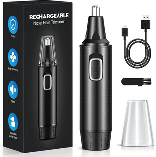YOOVEE Rechargeable Ear and Nose Hair Trimmer for Men & Women, 2024 Professional Trimmer with Upgraded Dual Edge Blades, Removable & Waterproof Head, Mute Motor, and Cleaning Brush