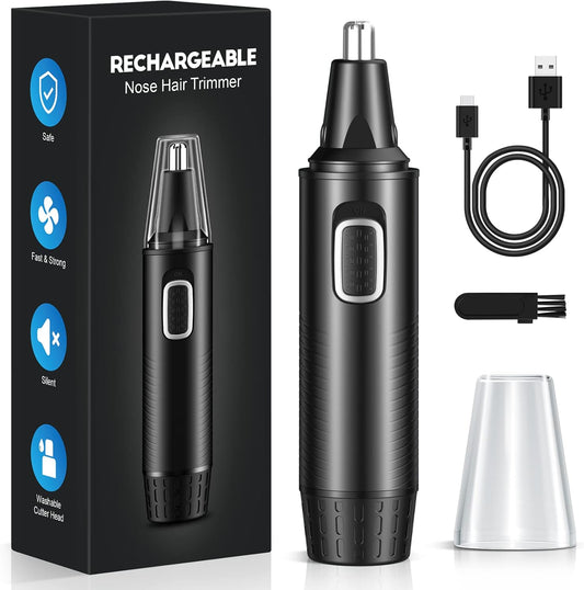 YOOVEE Rechargeable Ear and Nose Hair Trimmer for Men & Women, 2024 Professional Trimmer with Upgraded Dual Edge Blades, Removable & Waterproof Head, Mute Motor, and Cleaning Brush