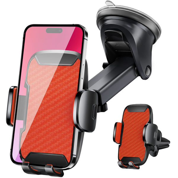 Car Phone Holder, 360° Rotatable Mobile Mount with Air Vent Clip for 4.0"-7.0" Phones, Orange