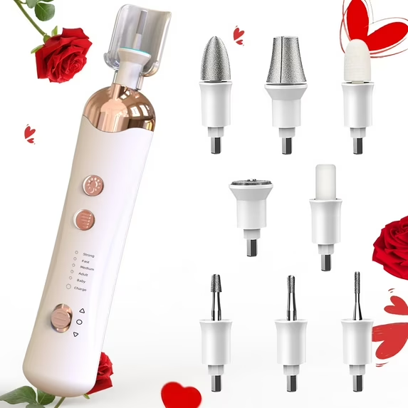 YOOVEE Cordless Electric Nail File Set, Portable Electric Nail Drill Machine, Professional Manicure Pedicure Kit, 5 Speeds Hand Foot Care Tool for Calluses, Thick Nails, Grind, Trim, Polish