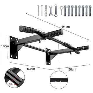 Heavy Duty Wall Mounted Pull Up Bar Chin Up Bar Home Gym Equipment with Suspension Anchors Black