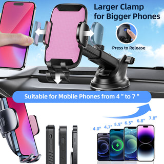 Car Phone Holder, 360° Rotatable Mobile Mount with Air Vent Clip for 4.0"-7.0" Phones, Pink