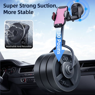 Car Phone Holder, 360° Rotatable Mobile Mount with Air Vent Clip for 4.0"-7.0" Phones, Pink