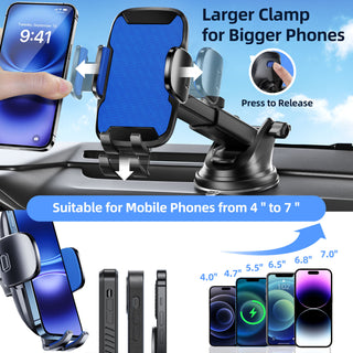 Car Phone Holder, 360° Rotatable Mobile Mount with Air Vent Clip for 4.0"-7.0" Phones, Blue