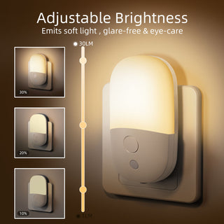 YOOVEE Plug-in Dimmable Night Light with Sensor, Warm White LED,4-Pack for Bedroom, Bathroom, Hallway - Kids & Adults