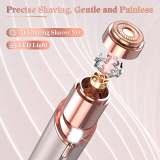 Facial Hair Remover for Women, Face Hair Trimmer, Rechargeable Women's Facial Shaver, Painless Lady Shavers for Women for Face Hair, Upper Lips, Peach Fuzz, Bikini Body-Rose Gold