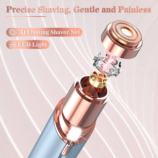 Yoovee Facial Hair Removal for Women, Portable Stylish Lady Shaver Rechargeable, Built-In LED Light, Best Electric Razors for Upper Lip, Chin, Mustache, Blue