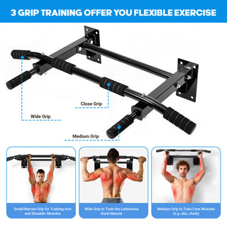 Heavy Duty Wall Mounted Pull Up Bar Chin Up Bar Home Gym Equipment with Suspension Anchors Black