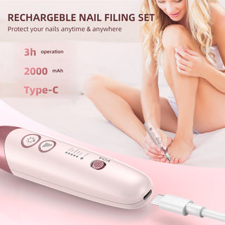 YOOVEE Cordless Electric Nail File Set, Portable Electric Nail Drill Machine, Professional Manicure Pedicure Kit, 5 Speeds Hand Foot Care Tool for Calluses, Thick Nails, Grind, Trim, Polish