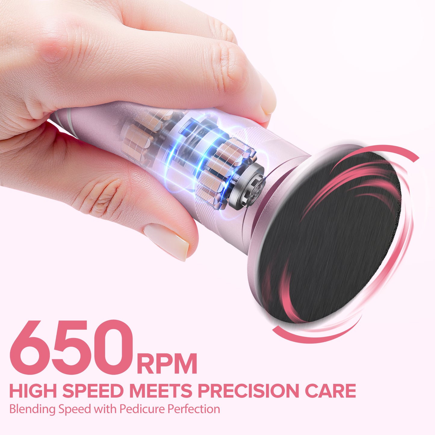 Electric Foot Callus Remover, Pain-Free Electric Foot File with 60pcs Sanding Discs, Adjustable Speed, Gentle and Not Hurt Feet (Pink)