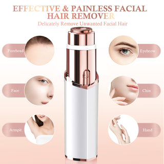 YOOVEE Facial Hair Remover for Women, Face Hair Trimmer, Rechargeable Women's Facial Shaver, Painless Lady Shavers for Women for Face Hair and upper Lips, Peach Fuzz, Bikini Body-White