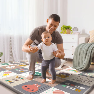 ADHINO Certified Non-Toxic & Skin-Friendly - 79"x71" Foldable Foam Baby Play Mat for Floor, Waterproof Crawling Playmat, Anti-Slip Infant to Toddler Play Mats, Safe Kids Mat for Play & Learning