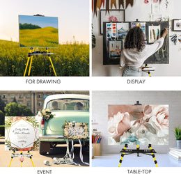 61"-20"Artist Easel Stand, Thick Aviation Aluminum Tripod Display Easel with Portable Bag for Floor/Table-Top Drawing and Displaying, Painting Easel for kids Adult, Spirit Level, Champagne