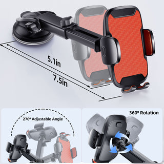 Car Phone Holder, 360° Rotatable Mobile Mount with Air Vent Clip for 4.0"-7.0" Phones, Orange