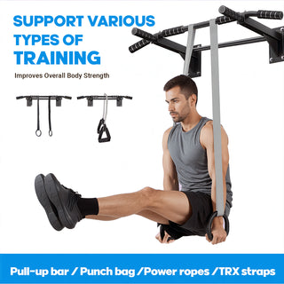 Heavy Duty Wall Mounted Pull Up Bar Chin Up Bar Home Gym Equipment with Suspension Anchors Black