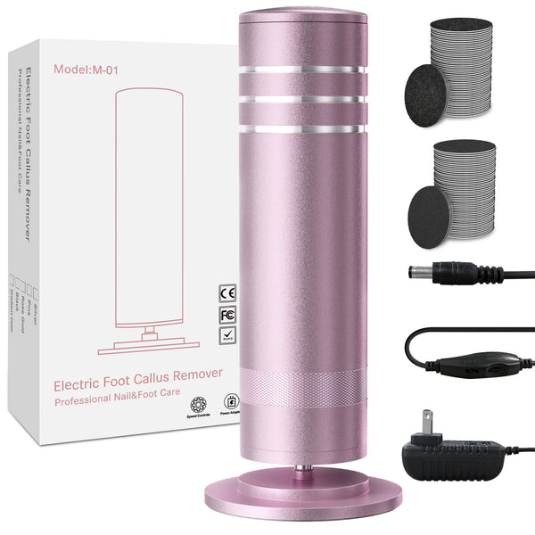 Electric Foot Callus Remover, Pain-Free Electric Foot File with 60pcs Sanding Discs, Adjustable Speed, Gentle and Not Hurt Feet (Pink)