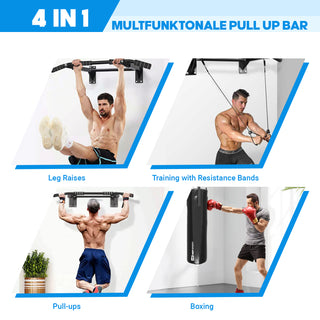 Heavy Duty Wall Mounted Pull Up Bar Chin Up Bar Home Gym Equipment with Suspension Anchors Black