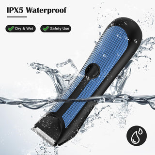 Body Hair Trimmer for Men Women, Professional Brand yoovee Electric Groin Bikini Ball Shaver Razor, Fully Waterproof Ceramic Blade Pubic Hair Trimmer Clipper Body Groomer Kit, Blue