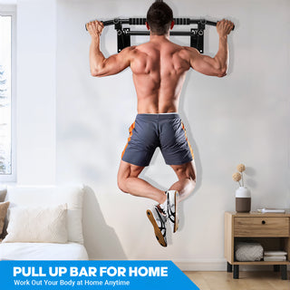 Heavy Duty Wall Mounted Pull Up Bar Chin Up Bar Home Gym Equipment with Suspension Anchors Black