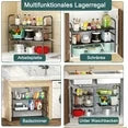 adhino Expandable Under Sink Rack, 2 Tier Sink Cabinet Organizer, Adjustable Under Cabinet, Sink Cabinet, Kitchen Shelves, Cabinet Inserts, Kitchen, Kitchen Cabinet Organizer, 8 Panels, Black