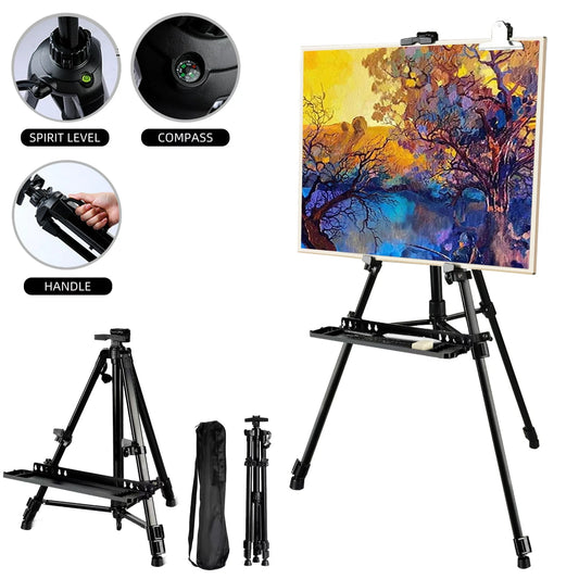 ADHINO 21.6"-63" Art Easel Stand, Magnesium Iron Tripod with Portable Bag, Ideal for Kids and Adults, Spirit Level Included