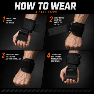 Lifting Straps, Wrist Straps for Weightlifting, Adjustable Weight Lifting Straps for Deadlifts, Rows & Shrugs, Gym Wrist Wraps for Strength Training, 1 Pair, Black