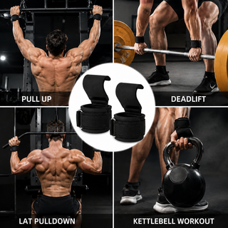 Lifting Straps, Wrist Straps for Weightlifting, Adjustable Weight Lifting Straps for Deadlifts, Rows & Shrugs, Gym Wrist Wraps for Strength Training, 1 Pair, Black